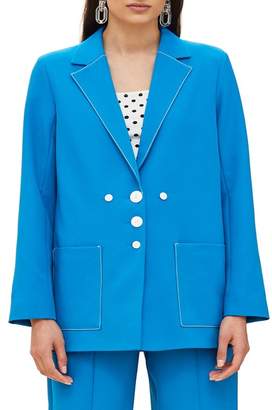 Topshop Azure Contrast Stitch Suit Jacket