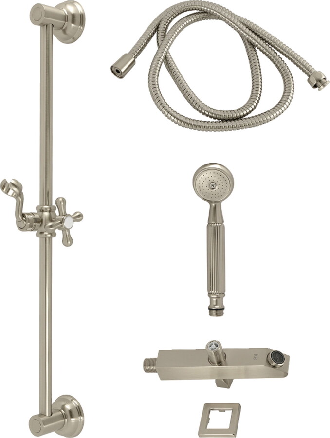 Kingston Brass KCK3428W8 Made to Match Shower System with Slide/Grab Bar and Hand Shower, Brushed Nickel