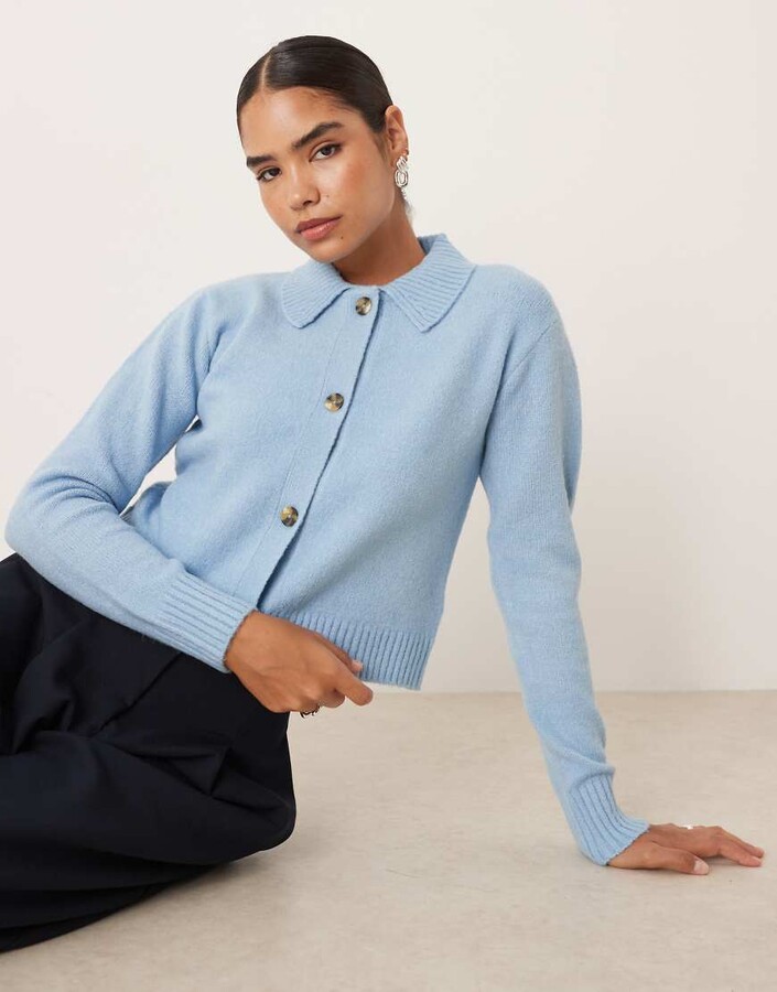 Threadbare cardigan with collar detail in blue