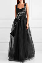 Thumbnail for your product : Prada Crystal-embellished Silk And Tulle Gown - Black