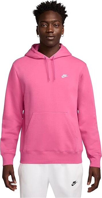 Nike Club Fleece Pullover Hoodie Men's Clothing Pinksicle/Pinksicle/White : 2XL, Cotton/Polyester