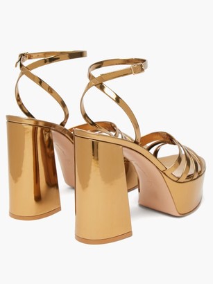 Gianvito Rossi Angelica 70 Leather Platform Sandals - Gold