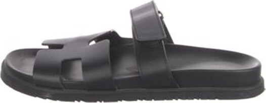 Hermes Chypre Slides Black Calfskin Includes Dust Bag