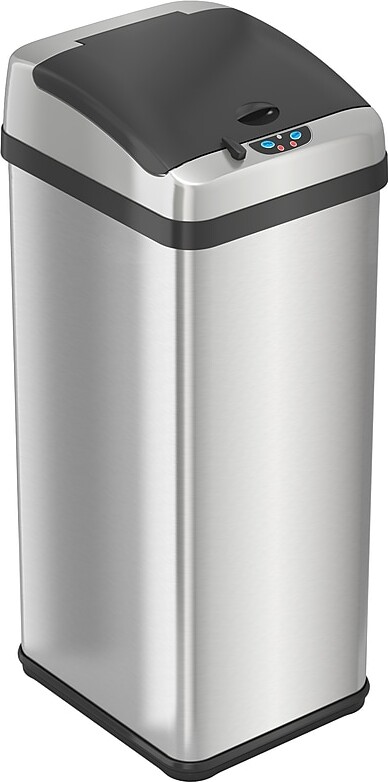 Halo Stainless Steel Rectangular Extra-Wide Sensor Trash Can with AbsorbX Odor Control System, 13 Gal., Silver (SC13RX)