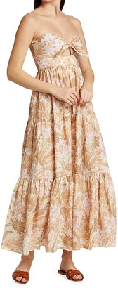 Zimmermann Moonshine Andie Strapless Floral Midi-Dress