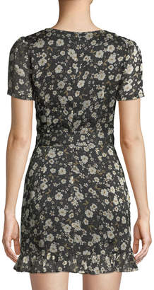 Donna Mizani Maya V-Neck Short-Sleeve Fitted Floral-Print Dress