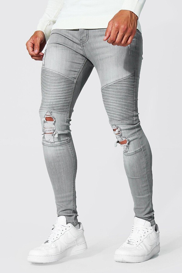 Mens Grey Biker Jeans | Shop the world's largest collection of fashion |  ShopStyle UK