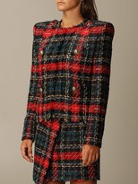 Thumbnail for your product : Balmain Blazer Tartan Tweed Jacket With Shoulder Pads