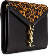 Thumbnail for your product : Saint Laurent Leopard Chain Wallet Bag in Manto Naturale & Black | FWRD