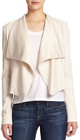 Thumbnail for your product : Alice + Olivia Cory Draped Leather-Detail Jacket