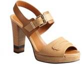 Thumbnail for your product : Fendi Tan lizard embossed leather block heel sandals