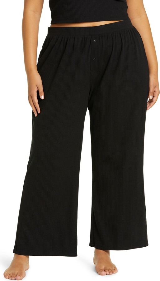 Open Edit Rib Organic Cotton Blend Pajama Pants ShopStyle Plus Size