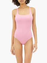 Thumbnail for your product : Ganni Crossover-back Ribbed Swimsuit - Pink