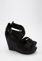 Thumbnail for your product : Forever 21 Strappy Faux Leather Wedge Sandals