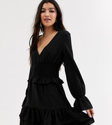 Thumbnail for your product : Outrageous Fortune shirred waist layered mini dress in black