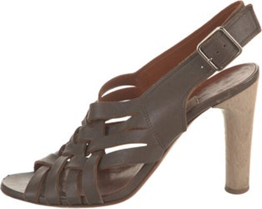 Lanvin Leather Slingback Sandals Neutrals Crossover Straps & Buckle Closure at Ankles Includes Box & Dust Bag Designer