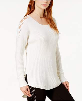 Bar III High-Low Cold-Shoulder Sweater, Created for Macy's