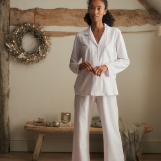 The White Company Stripe Brushed-Cotton Jersey Pyjama Set, Pink Stripe, XL  - ShopStyle