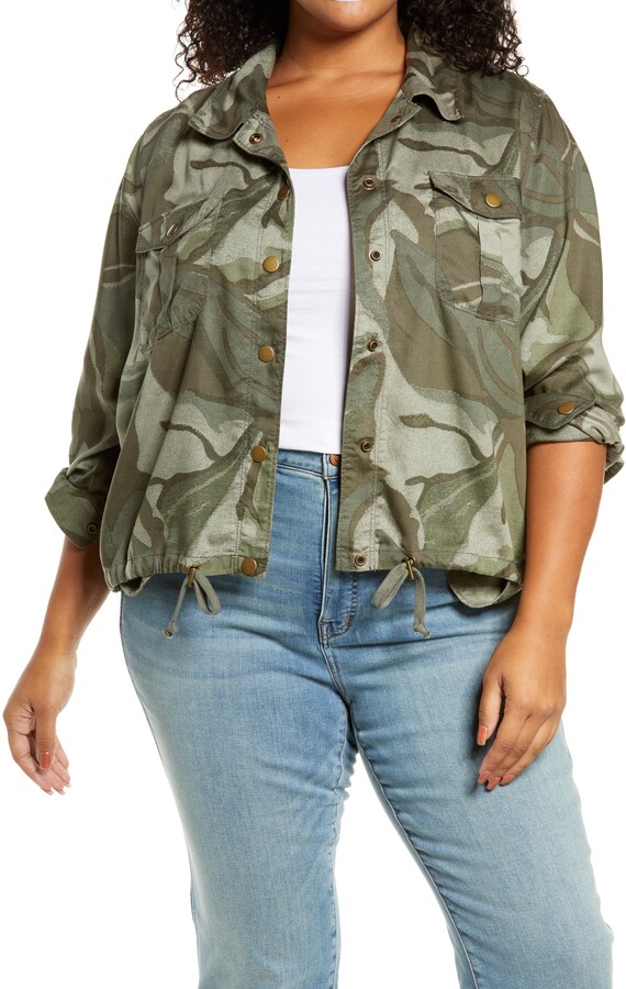 plus size camo denim jacket