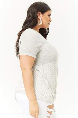 Forever 21 Plus Size Ribbed Contrast Striped Twist-Front Top