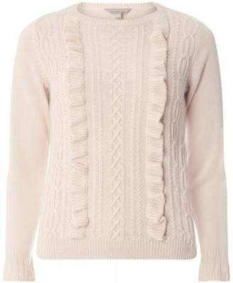 Dorothy Perkins Womens Petite Blush Ruffle Cable Front Jumper
