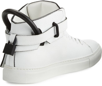 Buscemi 100mm Men's Leather High-Top Sneaker, White