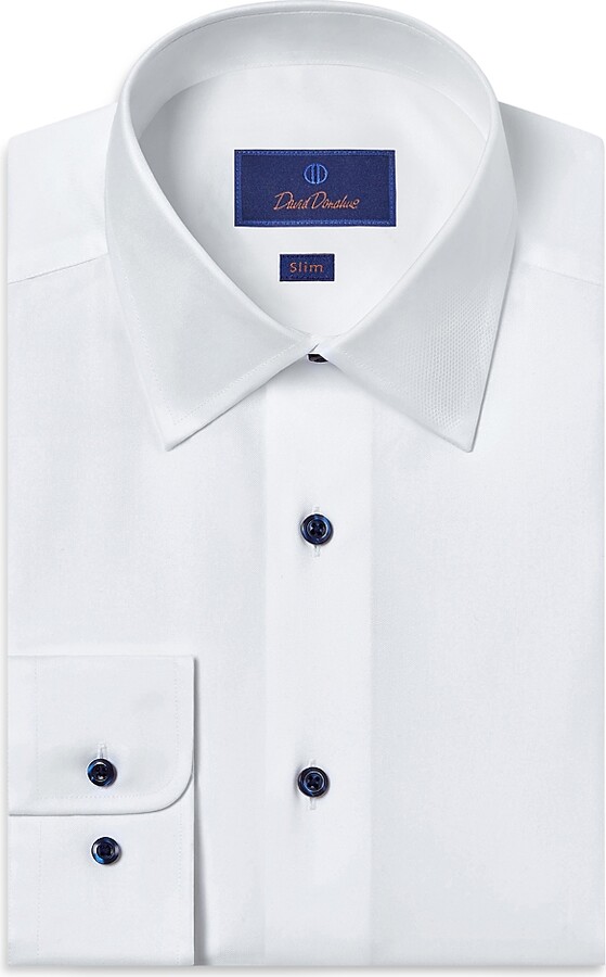 David Donahue Slim Fit Super Fine Twill Dress Shirt