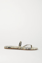 Thumbnail for your product : TKEES Sarit Snake-effect Leather Sandals