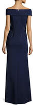 Thumbnail for your product : Rickie Freeman For Teri Jon Off-the-Shoulder Sequined Ponte Gown, Blue