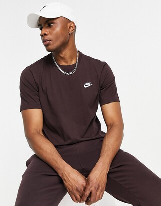Nike Club t-shirt in dark brown - ShopStyle