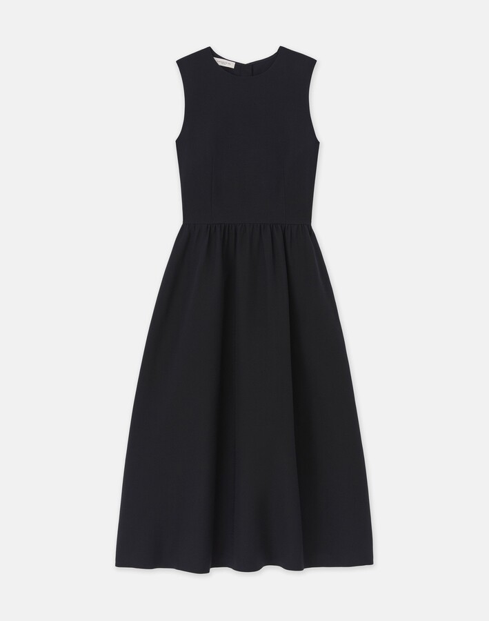 Wool Silk Crepe Sleeveless A Line Dress