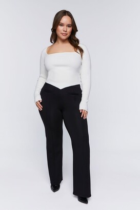 Plus Size Floral Embroidered Flare Pants