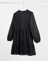 Thumbnail for your product : Y.A.S cotton smock dress with pintuck detail in black
