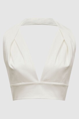 Reiss Cropped V-Neck Open Back Top