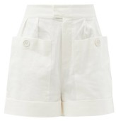 Thumbnail for your product : Sir. Martine High-rise Linen-blend Canvas Shorts - Ivory