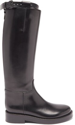 Ann Demeulemeester Leather Riding Knee Boots - Black