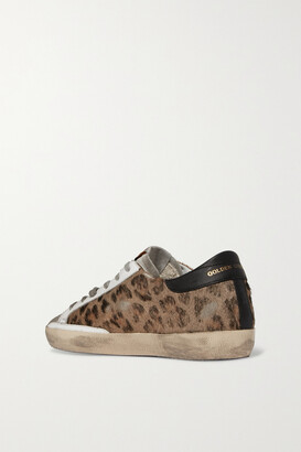 Golden Goose Superstar Distressed Leopard-print Calf Hair, Leather And Suede Sneakers - Animal print