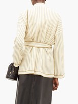 Thumbnail for your product : Gucci Lurex-striped Wool-blend Belted Cardigan - Ivory