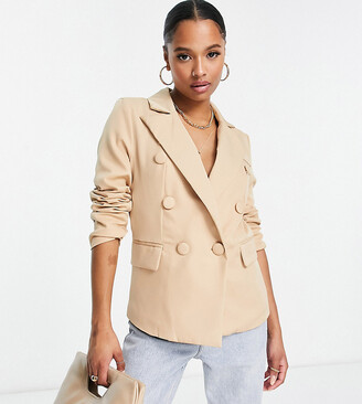 Parisian double breasted blazer in camel