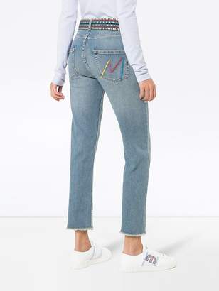Mira Mikati woven belt cropped slim jeans