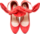 Thumbnail for your product : Carven Coral Suede Ankle Strap Bow Pumps