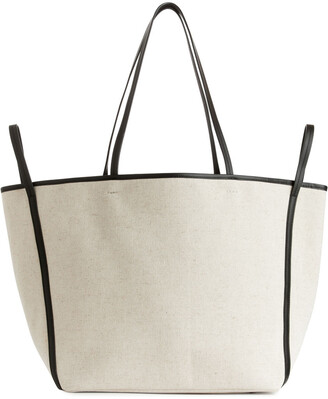Arket Leather Detailed Linen Tote