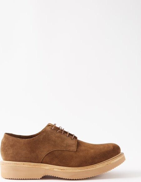 Grenson Curt Suede Derby Shoes - Dark Brown - ShopStyle
