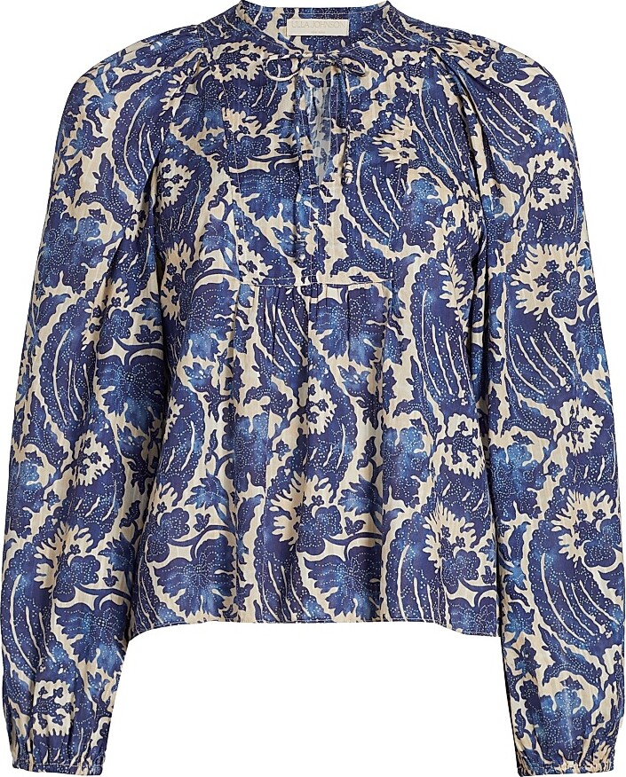 Ulla Johnson Women's Brea Floral Cotton-Blend Blouse - Ocean - Size 00