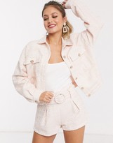 Thumbnail for your product : Saint Genies boucle gold button trucker jacket in pink fleck