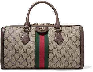Gucci Ophidia Textured Leather-trimmed Printed Coated-canvas Tote - Beige