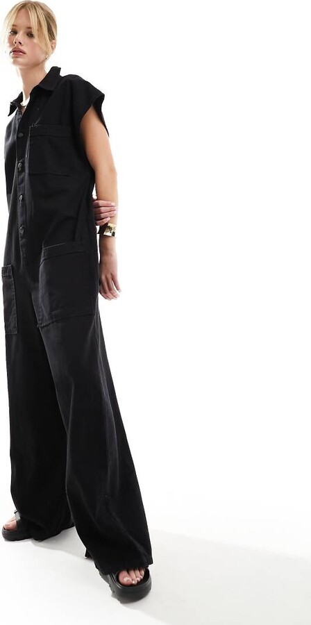 ASOS DESIGN grown on sleeve boiler suit with dropped pockets in
