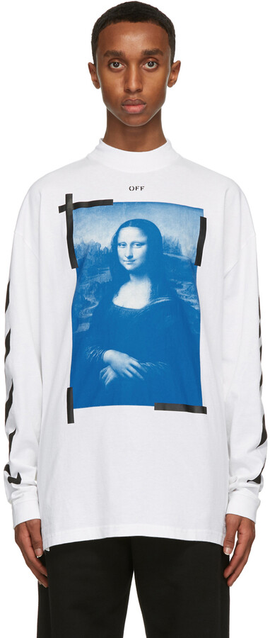 Off-White White Mock Neck Mona Lisa Long Sleeve T-Shirt - ShopStyle