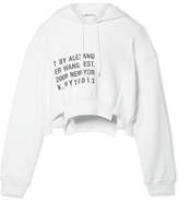 T by Alexander Wang - Fleece-paneled Printed Cotton-jersey Hooded Top - White