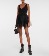 Thumbnail for your product : RED Valentino Metallic knit and point d'esprit minidress